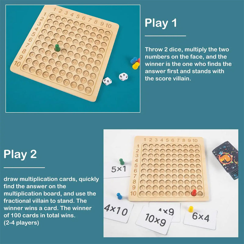 Wooden Montessori Multiplication Board Game