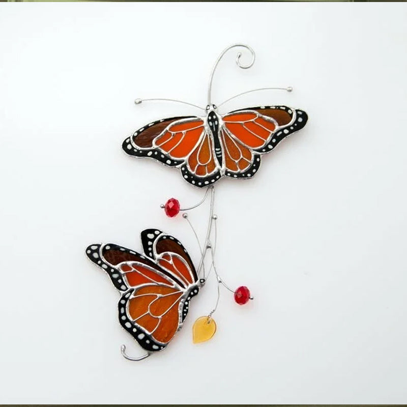 Stained Monarch Butterfly Glass Window Decor